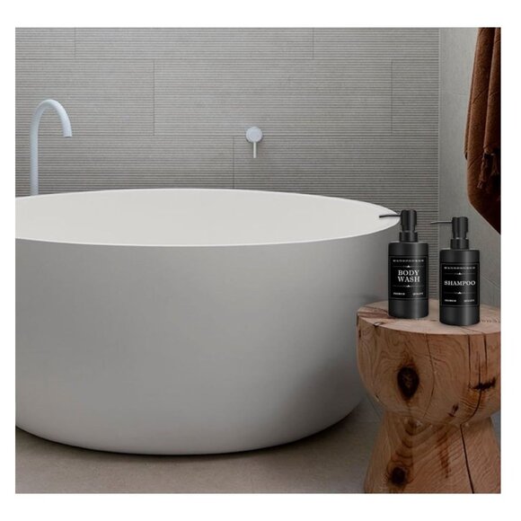 Glass Soap Dispenser Set 2 Pack for Bathroom or Kitchen, 6 Waterproof Tabs with - Picture 2 of 8